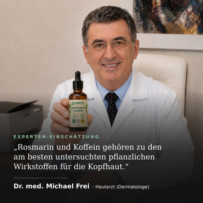 Dr. med. Michael Frei, Dermatologe, empfiehlt die Growly Haar-Kur